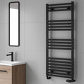 Reina Capo Flat Black Bathroom Heated Towel Rail 800 x 600mm - Stylish Mild Steel Ladder Radiator