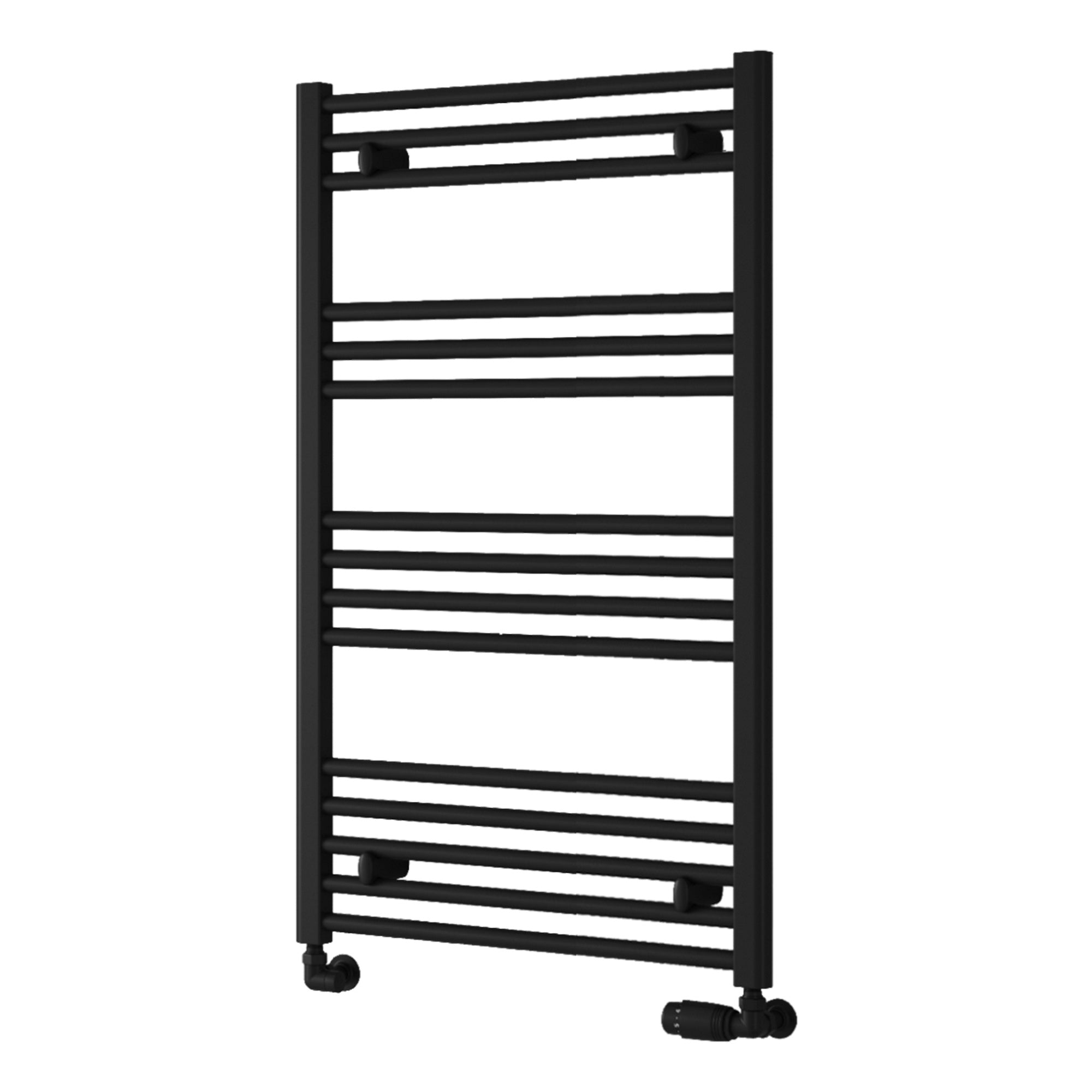 Reina Capo Flat Black Bathroom Heated Towel Rail 1000 x 600mm - Stylish Mild Steel Ladder Radiator