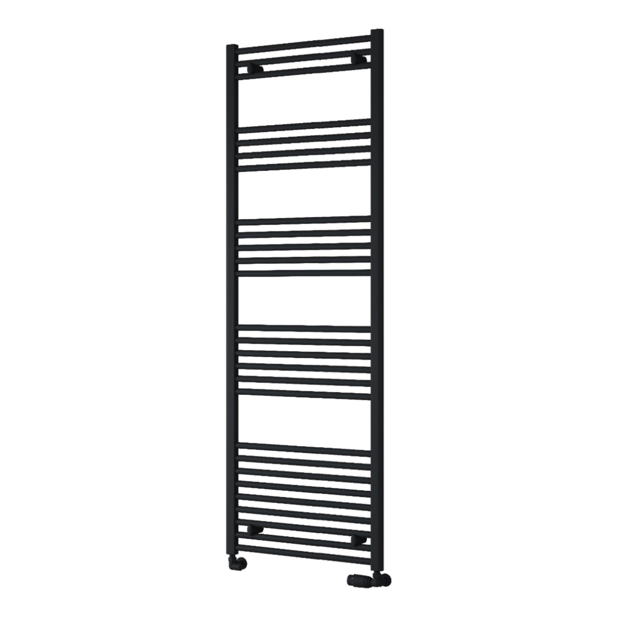 Reina Capo Flat Black Bathroom Heated Towel Rail 1800 x 500mm - Stylish Mild Steel Ladder Radiator