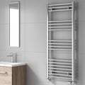 Reina Capo Flat Chrome Bathroom Heated Towel Rail 800 x 500mm - Stylish Mild Steel Ladder Radiator