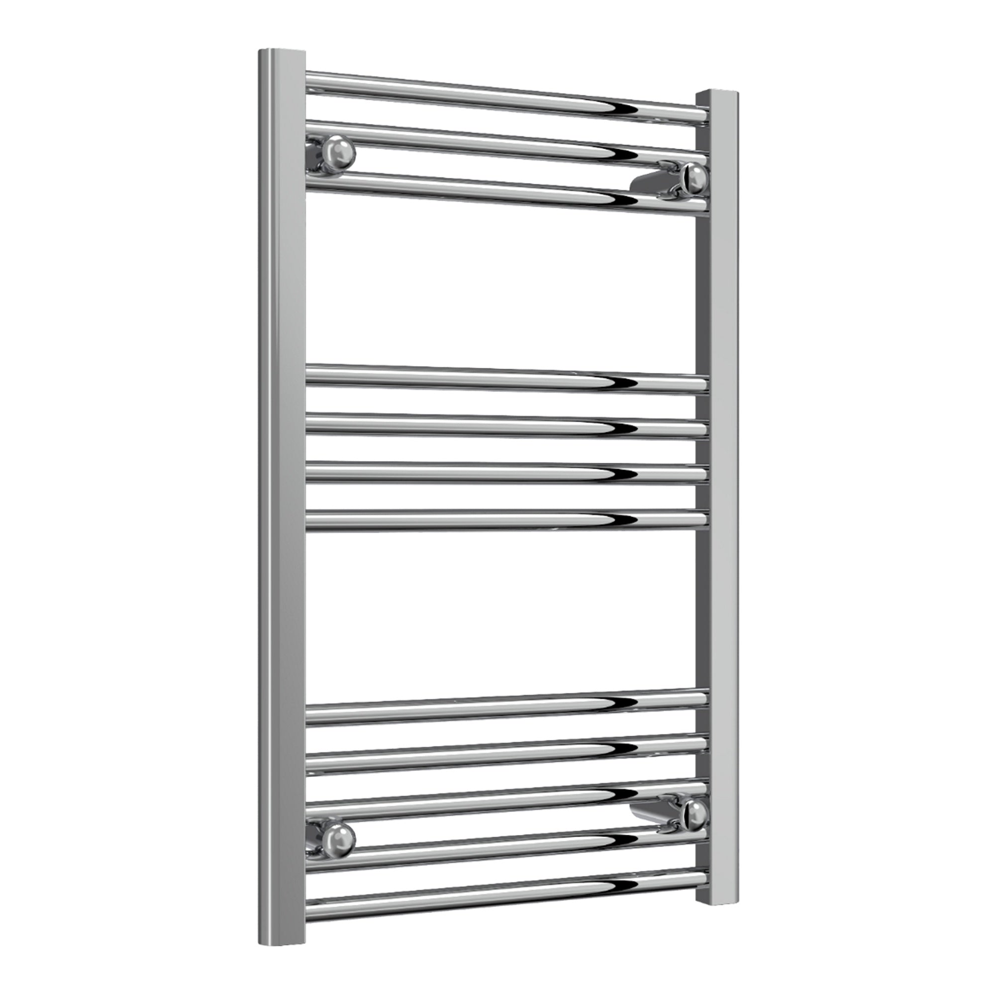 Reina Capo Flat Chrome Bathroom Heated Towel Rail 800 x 500mm - Stylish Mild Steel Ladder Radiator