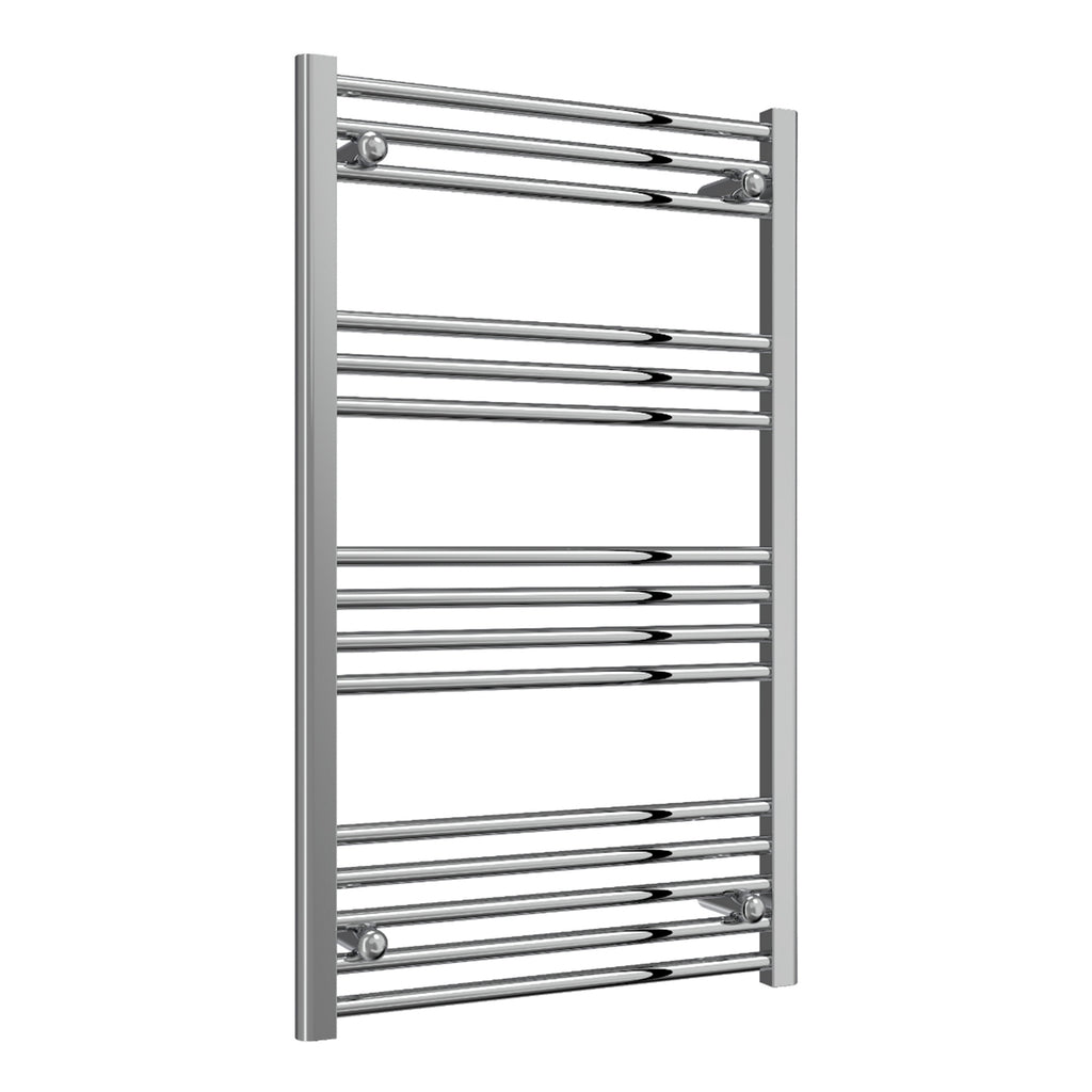 Reina Capo Flat Chrome Bathroom Heated Towel Rail 1000 x 600mm - Stylish Mild Steel Ladder Radiator