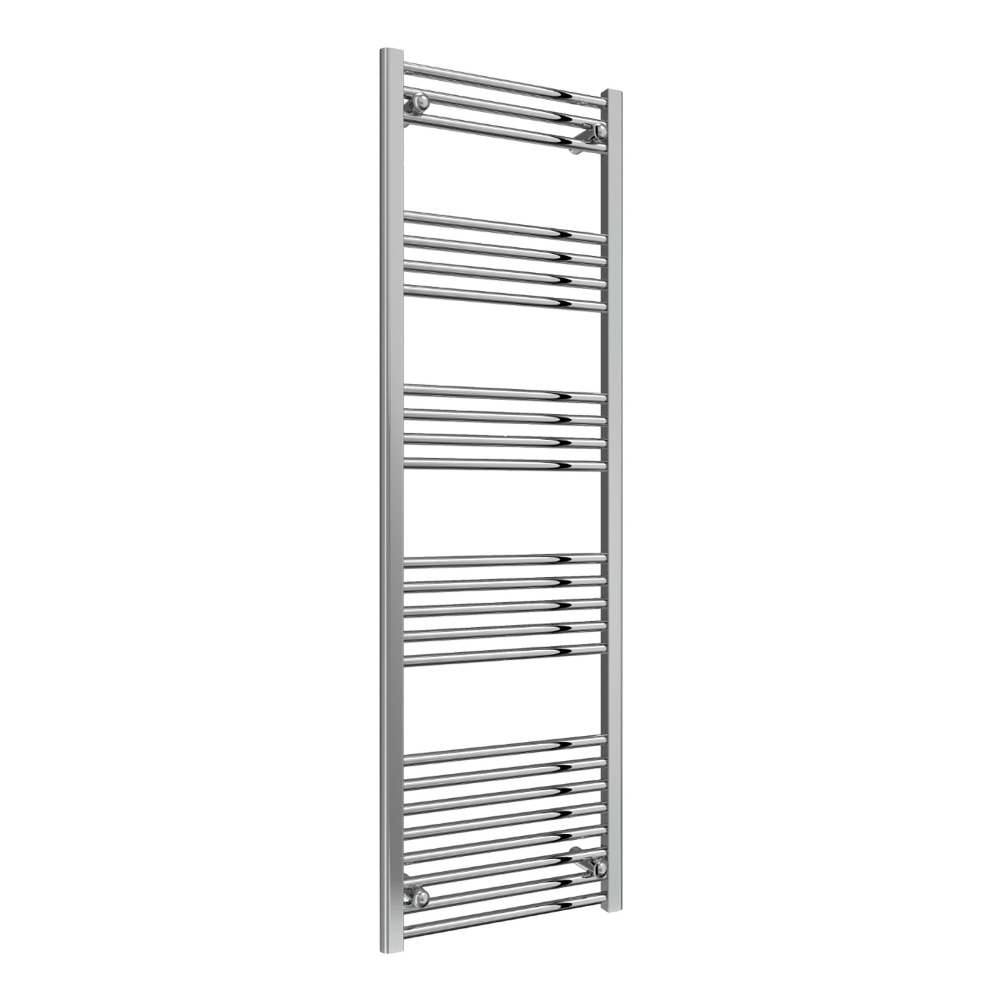 Reina Capo Flat Chrome Bathroom Heated Towel Rail 1800 x 500mm with Manual Corner Valves - Stylish Mild Steel Ladder Radiator