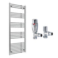 Reina Capo Flat Black Bathroom Heated Towel Rail 1800 x 600mm with TRV Angled Valves - Stylish Mild Steel Ladder Radiator
