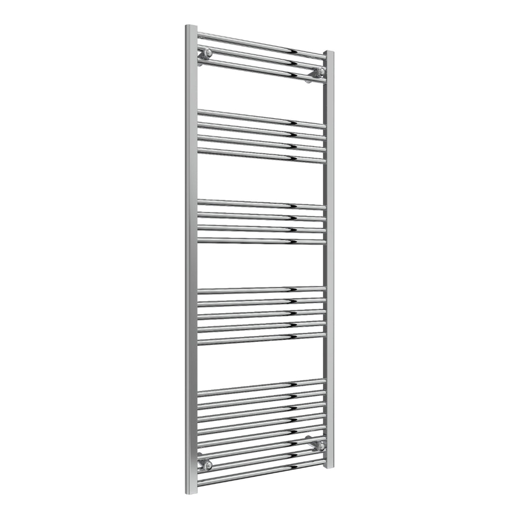 Reina Capo Flat Chrome Bathroom Heated Towel Rail 1800 x 600mm with TRV Angled Valves - Stylish Mild Steel Ladder Radiator