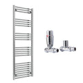 Reina Capo Flat Black Bathroom Heated Towel Rail 1800 x 500mm with TRV Straight Valves - Stylish Mild Steel Ladder Radiator