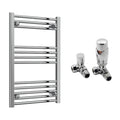 Reina Capo Flat Chrome Bathroom Heated Towel Rail 800 x 400mm with TRV Corner Valves - Stylish Mild Steel Ladder Radiator