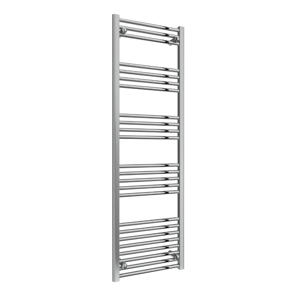 Reina Capo Flat Chrome Bathroom Heated Towel Rail 1800 x 500mm with TRV Corner Valves - Stylish Mild Steel Ladder Radiator