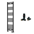 Reina Capo Flat Black Bathroom Heated Towel Rail 1600 x 400mm with Dual Fuel TRV Valves - Stylish Mild Steel Ladder Radiator