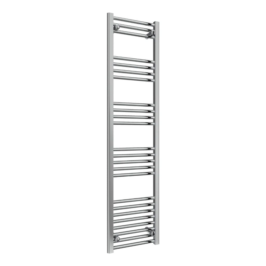 Reina Capo Flat Chrome Bathroom Heated Towel Rail 1800 x 400mm with Dual Fuel TRV Valves - Stylish Mild Steel Ladder Radiator