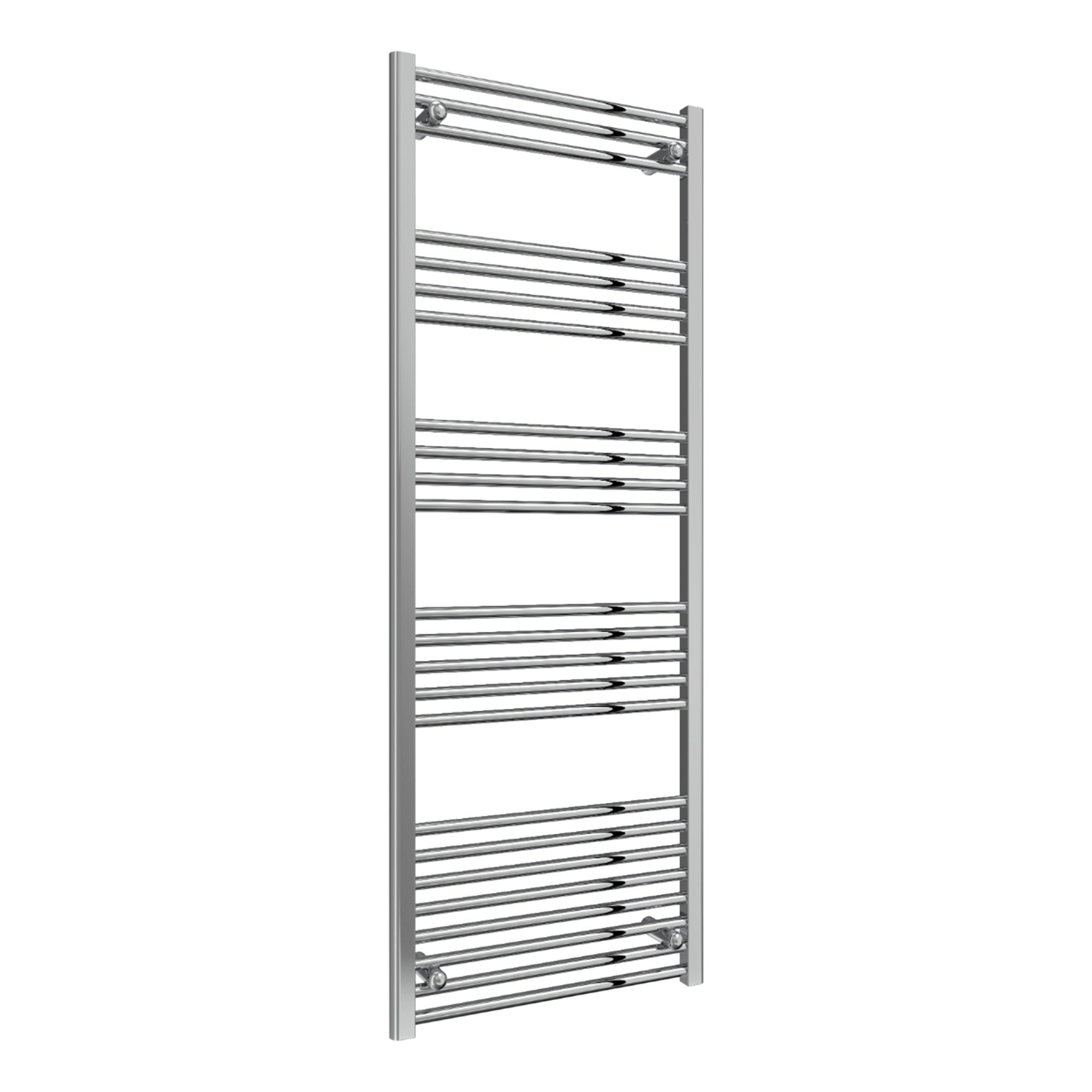 Reina Capo Flat Chrome Bathroom Heated Towel Rail 1800 x 600mm with Dual Fuel TRV Valves - Stylish Mild Steel Ladder Radiator