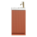 Fluted Mini Cloakroom Vanity Unit with Basin Floor Standing Soft Close Door Integrated Storage - Bruciata Orange