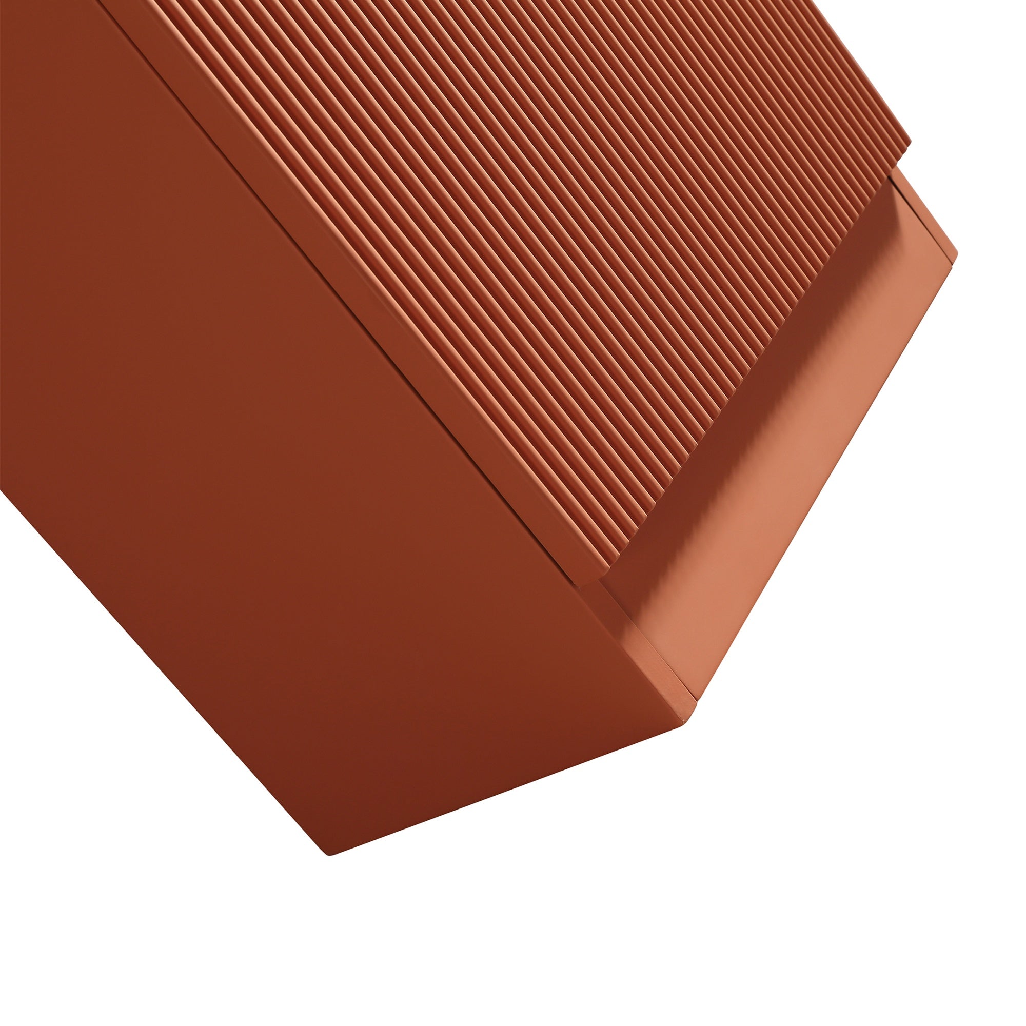 Fluted Mini Cloakroom Vanity Unit with Basin Floor Standing Soft Close Door Integrated Storage - Bruciata Orange