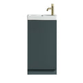 Fluted Mini Cloakroom Vanity Unit with Basin Floor Standing Soft Close Door Integrated Storage - Smoked Sage