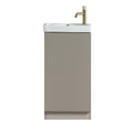 Fluted Mini Cloakroom Vanity Unit with Basin Floor Standing Soft Close Door Integrated Storage - Soft Coffee