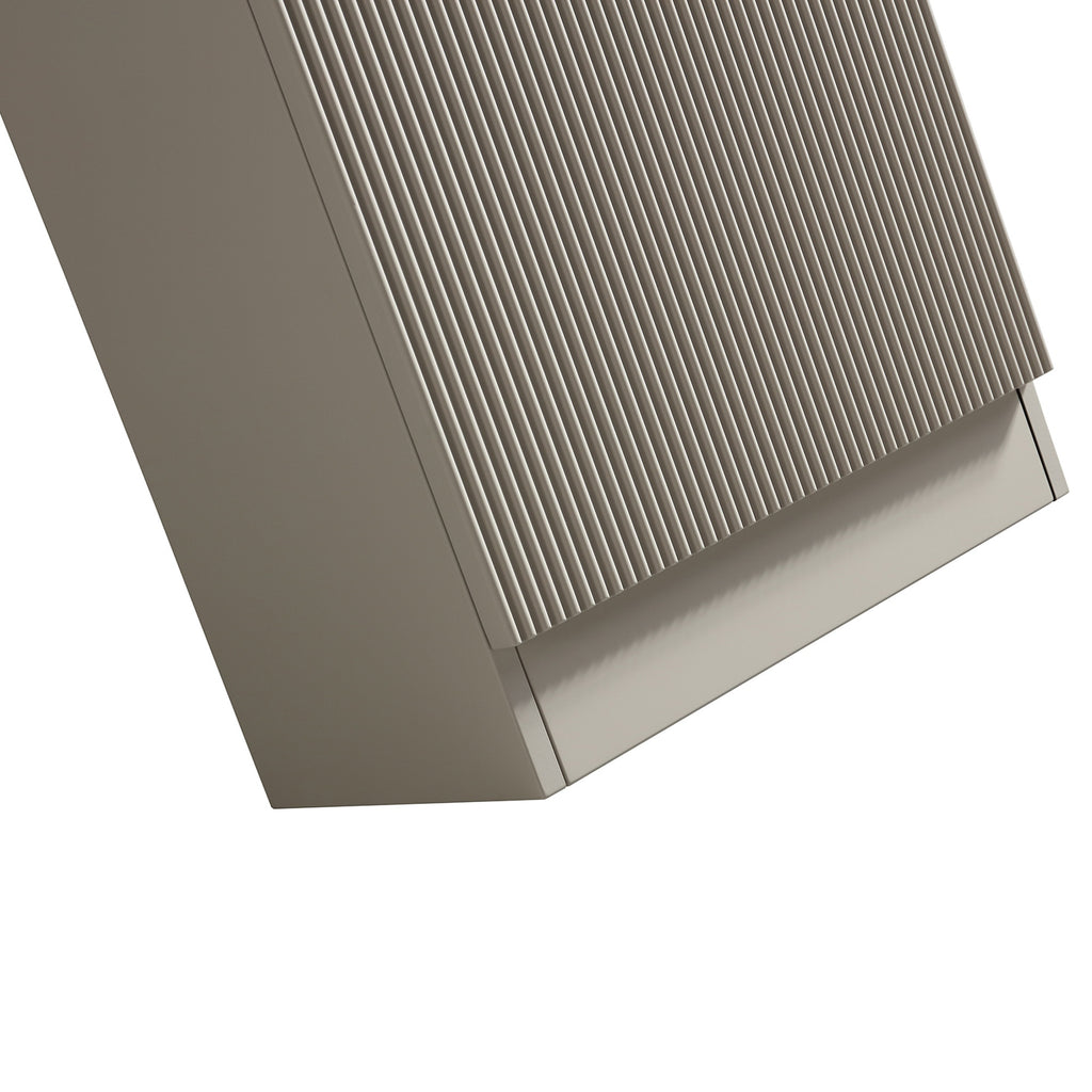 Fluted Mini Cloakroom Vanity Unit with Basin Floor Standing Soft Close Door Integrated Storage - Soft Coffee