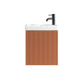 Fluted Mini Cloakroom Vanity Unit with Basin Wall Hung Soft Close Door Integrated Storage - Bruciata Orange