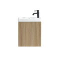 Fluted Mini Cloakroom Vanity Unit with Basin Wall Hung Soft Close Door Integrated Storage - Country Oak