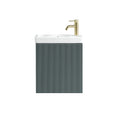 Fluted Mini Cloakroom Vanity Unit with Basin Wall Hung Soft Close Door Integrated Storage - Smoked Sage