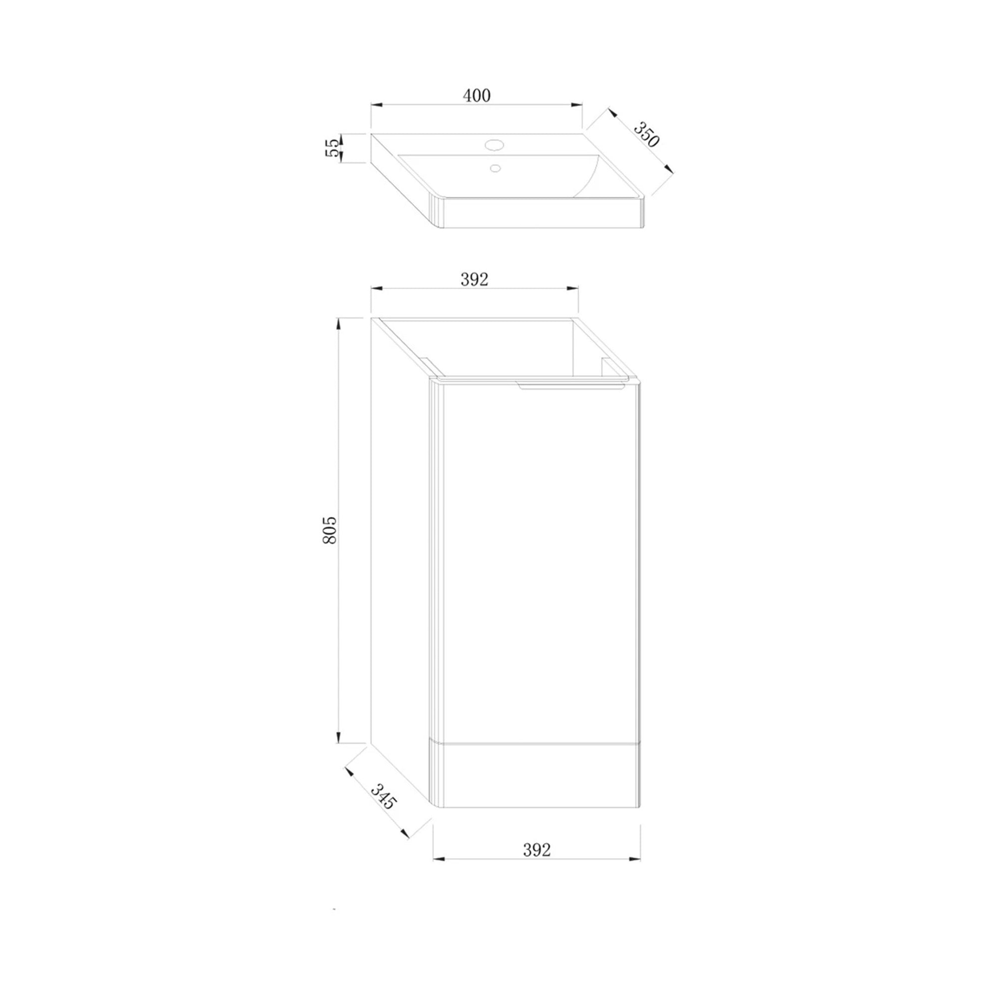 Bathroom Cloakroom Vanity Unit Compact Basin Sink Black 400mm Soft Close Cabinet - Matte Black Handle