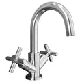 Chrome Cross Handle Bathroom Basin Tap - Compact Solid Brass Construction