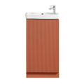 Fluted Mini Cloakroom Vanity Unit Basin Floor Standing with Chrome Tap and Waste - Bruciata Orange