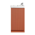 Fluted Mini Cloakroom Vanity Unit Basin Floor Standing with Chrome Tap and Waste - Bruciata Orange