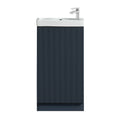 Fluted Mini Cloakroom Vanity Unit Basin Floor Standing with Chrome Tap and Waste - Midnight Shadow