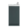 Fluted Mini Cloakroom Vanity Unit Basin Floor Standing with Chrome Tap and Waste - Smoked Sage