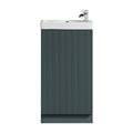 Fluted Mini Cloakroom Vanity Unit Basin Floor Standing with Chrome Tap and Waste - Smoked Sage