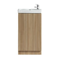 Fluted Mini Cloakroom Vanity Unit Basin Floor Standing with Chrome Tap and Waste - Country Oak