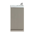 Fluted Mini Cloakroom Vanity Unit Basin Floor Standing with Chrome Tap and Waste - Soft Coffee