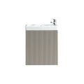 Fluted Mini Cloakroom Vanity Unit Basin Wall Mounted with Chrome Tap and Waste - Soft Coffee