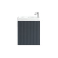 Fluted Mini Cloakroom Vanity Unit Basin Wall Mounted with Chrome Tap and Waste - Midnight Shadow