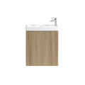Fluted Mini Cloakroom Vanity Unit Basin Wall Mounted with Chrome Tap and Waste - Country Oak