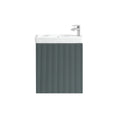 Fluted Mini Cloakroom Vanity Unit Basin Wall Mounted with Chrome Tap and Waste - Smoked Sage