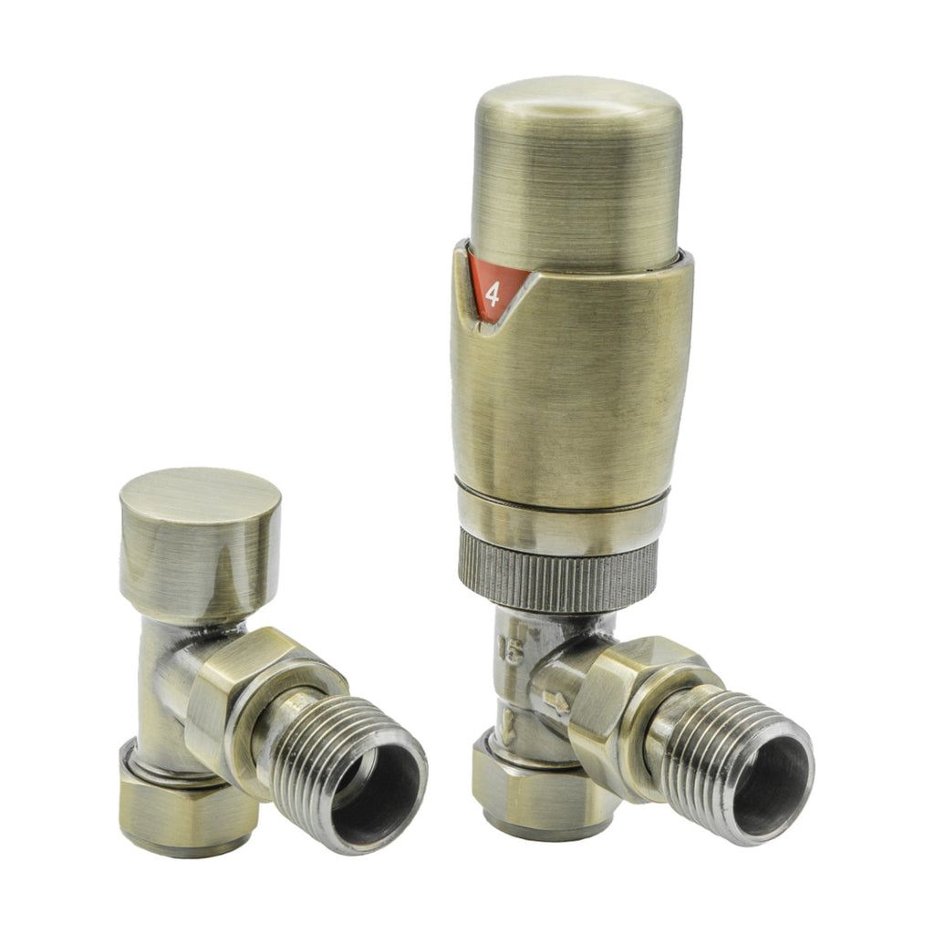 Reina Modal Angled Thermostatic Radiator Valves - Bronze
