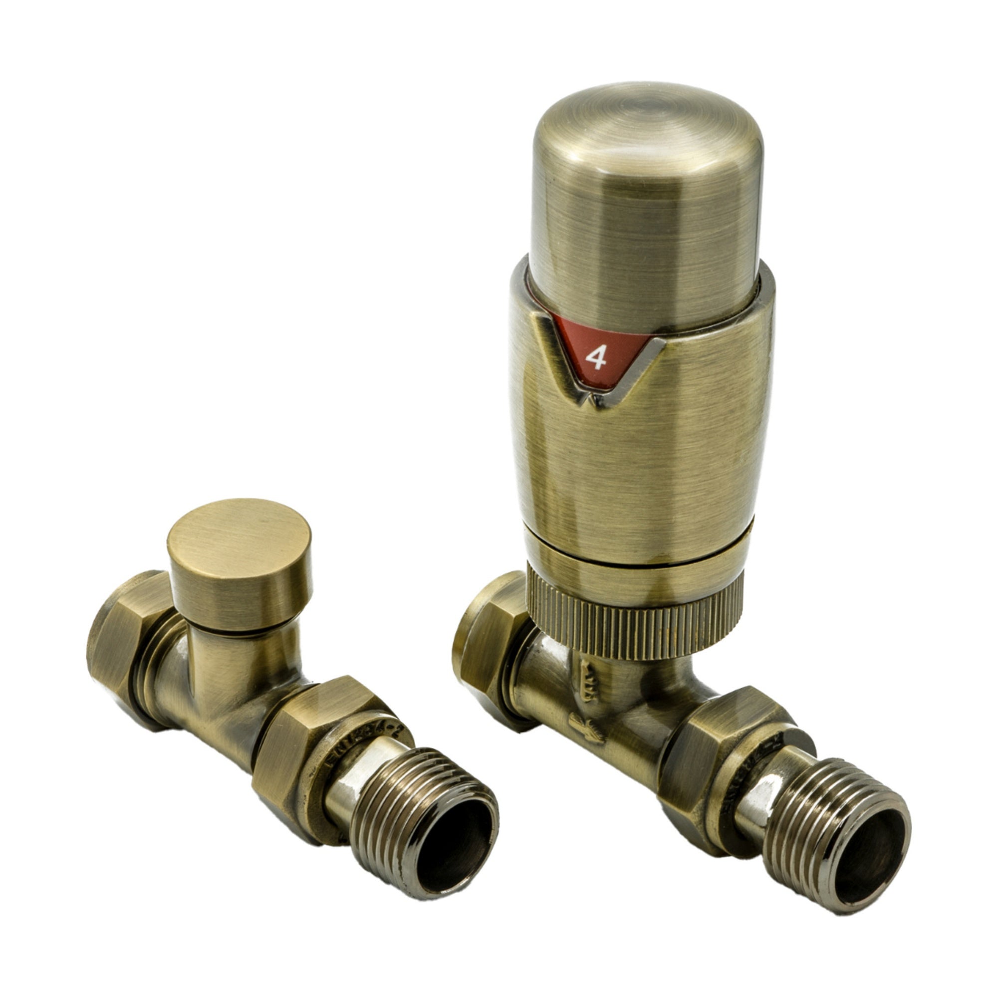 Reina Modal Straight Thermostatic Radiator Valves - Bronze