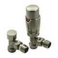 Reina Modal Angled Thermostatic Radiator Valves - Brushed Steel