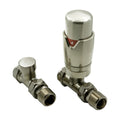 Reina Modal Straight Thermostatic Radiator Valves - Brushed Steel
