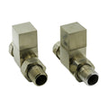Reina Loge Square Straight Manual Radiator Valves - Brushed Steel