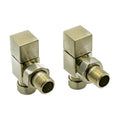 Reina Loge Square Angled Manual Radiator Valves - Brushed Steel