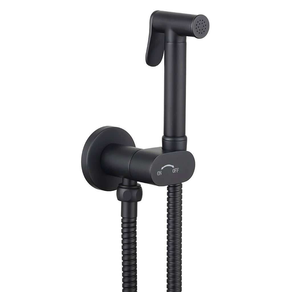 Complete Douche Kit with Integrated 90 Degree Turn Valve Iso Valve and Handset - Matt Black