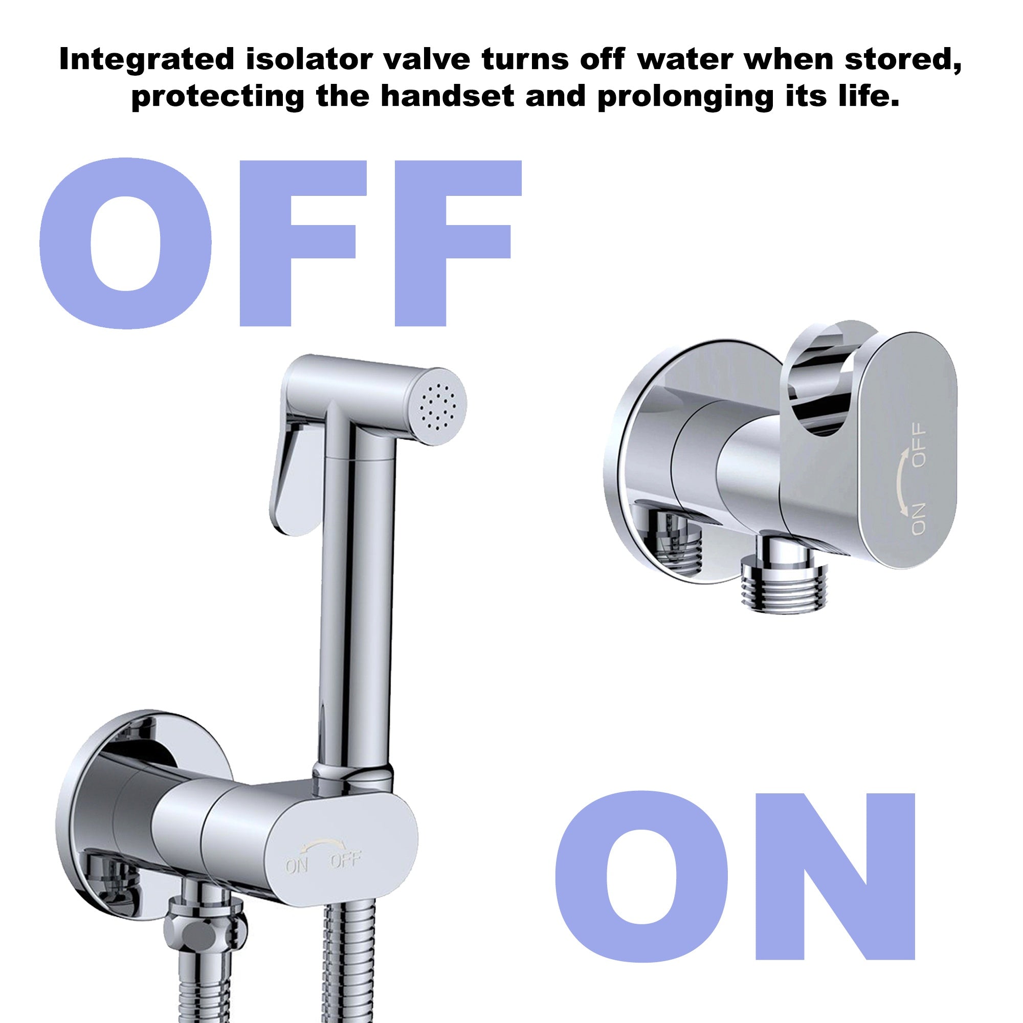 Complete Douche Kit with Integrated 90 Degree Turn Valve Iso Valve and Handset - Brushed Brass