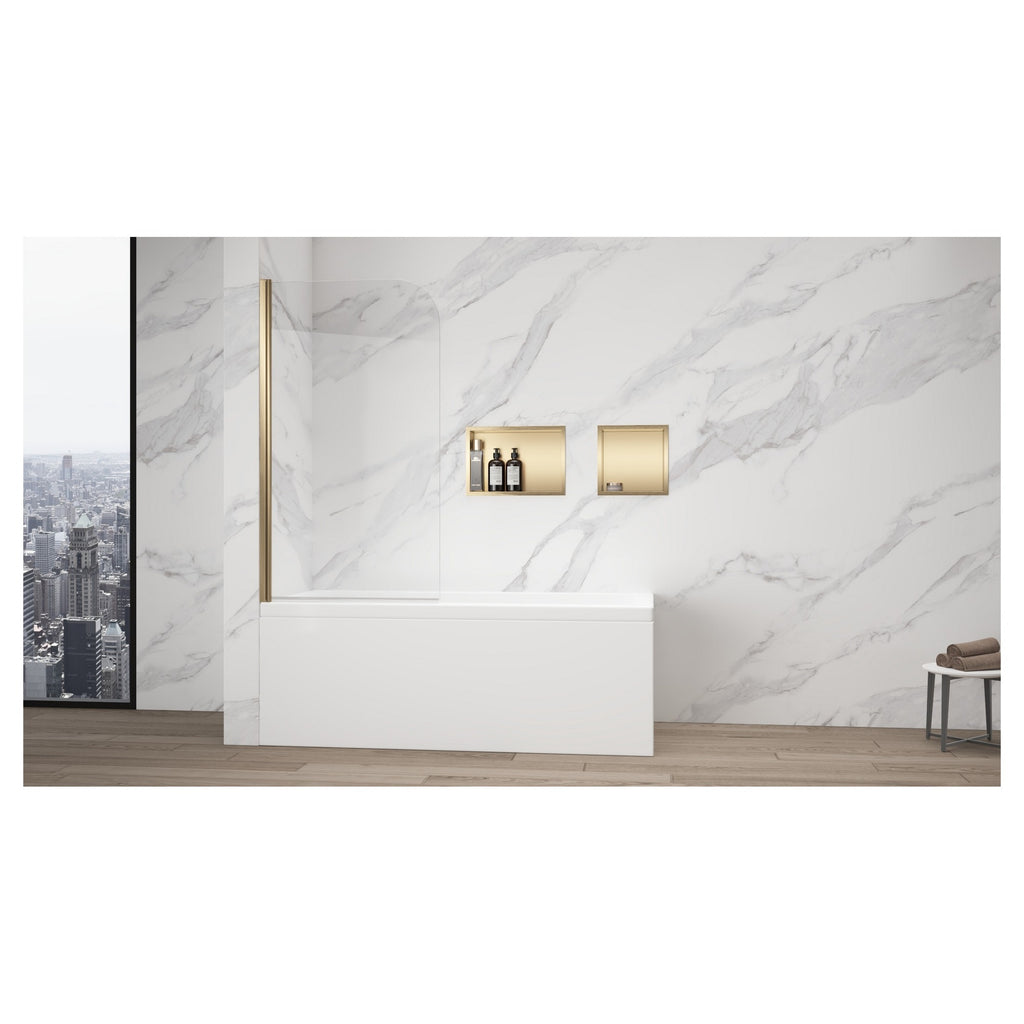 Recessed Shower Niche in Brushed Brass 300mm x 300mm - Solid Stainless Steel Wet Room Storage