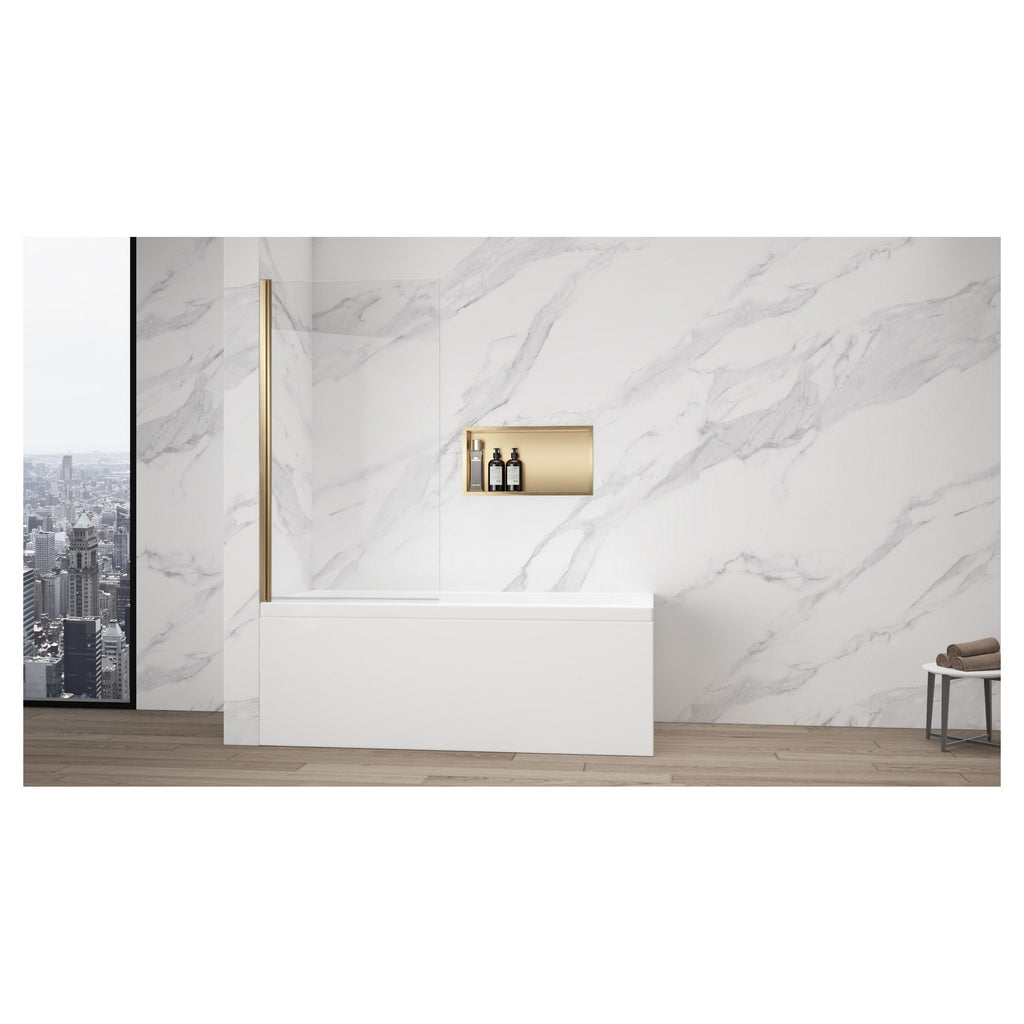 Recessed Shower Niche in Brushed Brass 300mm x 600mm - Solid Stainless Steel Wet Room Storage
