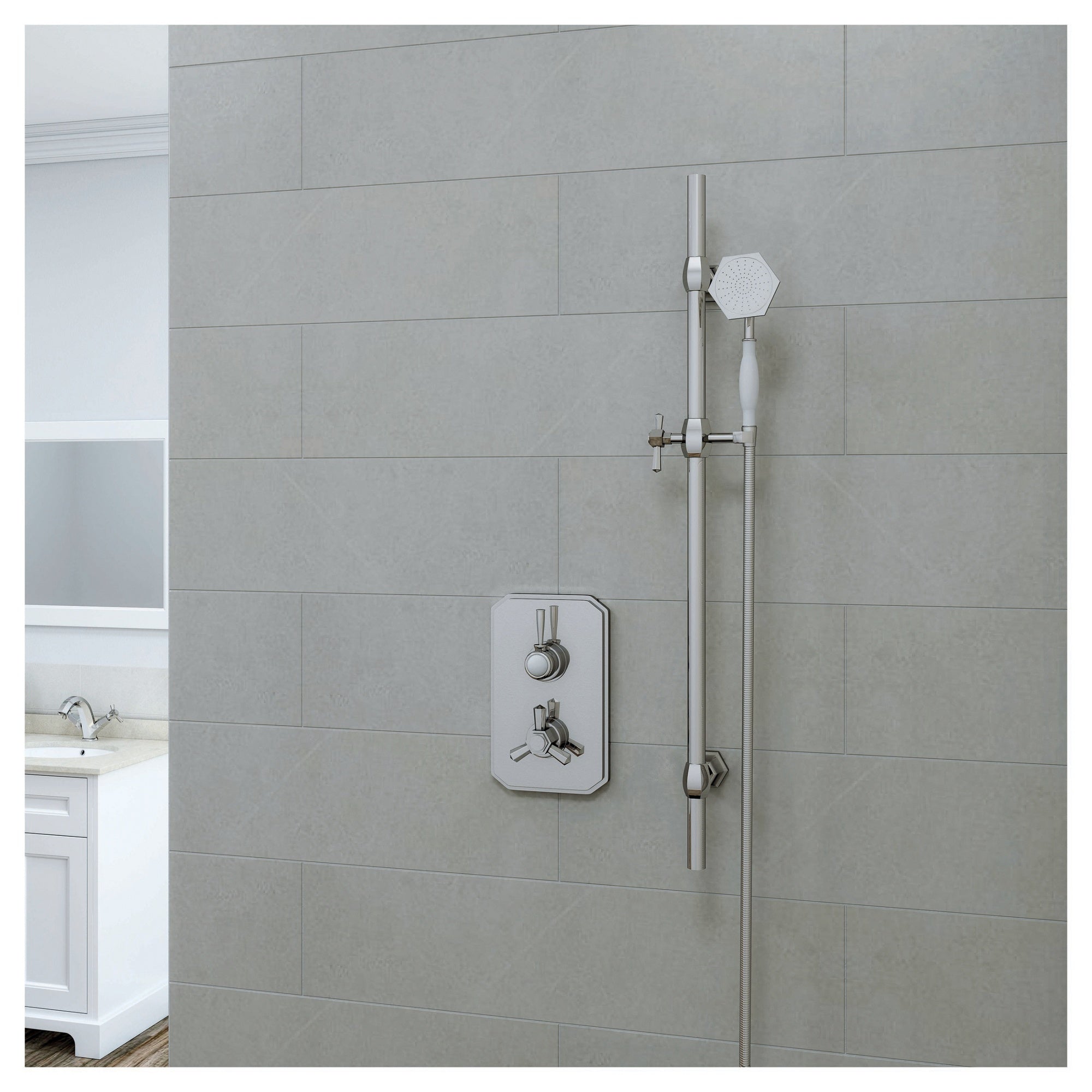 RAK Washington Traditional Shower Slider Rail Kit - Chrome
