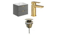 Aurelius 600mm Matt Grey Wall Mounted Vanity Unit Basin And Brass Tap Set