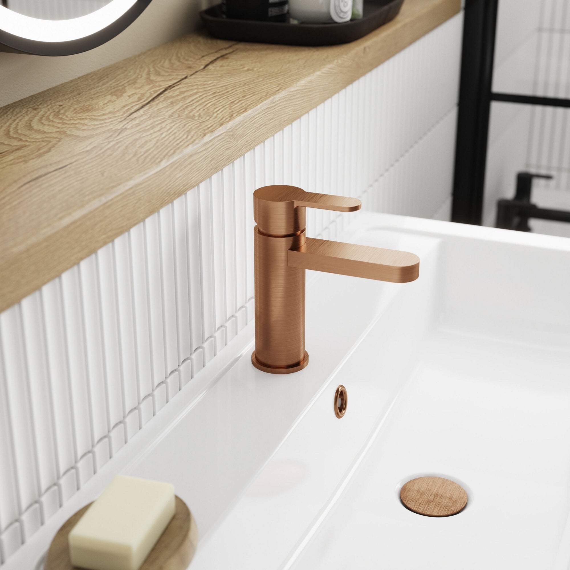 Vela Mono Basin Mixer Brushed Bronze Contemporary 1 Tap Hole With Waste