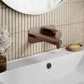Vela Wall Mounted 2 Tap Hole Basin Mixer With Plate Brushed Bronze